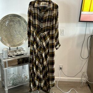Plaid Button-Up Maxi Dress